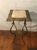 Marble and brass accent table