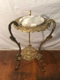 Marble and brass accent table