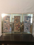 3 pieces painted glass artwork