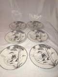 Set of 6 Kutani hand-painted dinner plates