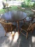 Solid wood dining table and six chairs