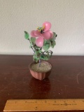 Vintage Plastic and rock Flower Pot Art