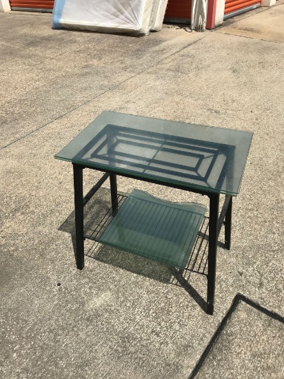 Glass and metal accent table