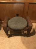 Wicker ottoman with cushion