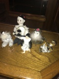 Qty of 5 porcelain clown dolls