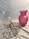 Two vases and a glass measuring cup