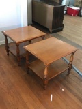 Pair of solid wood end tables