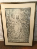 Religious artwork drawing in frame