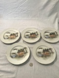 5 hand painted Japanese plates