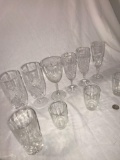 10 pieces of cut glass glassware
