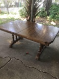 Hardwood oak dining table and six chairs