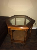 Vintage Wood and Glass Side Table