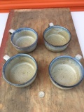 Set of 4 Handmade stoneware bowls