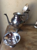 Silverplate teapot and serving dish