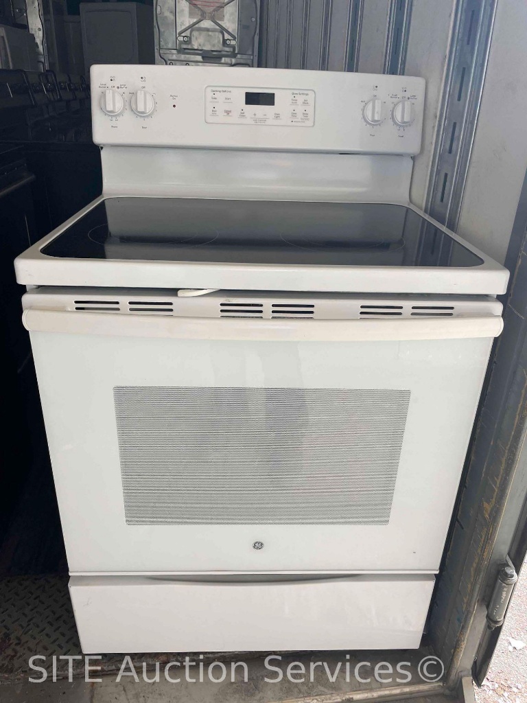white ge glass top stove