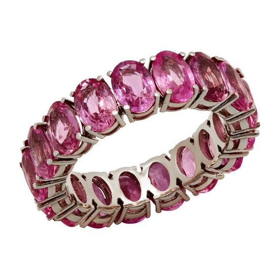 14k White Gold 10.16ct Pink Sapphire Eternity Band