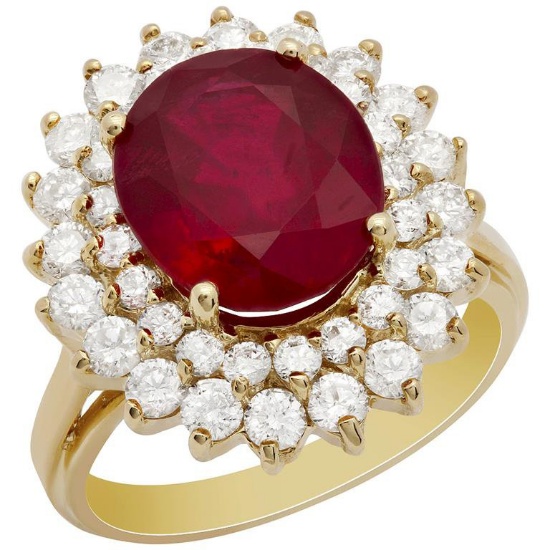 14k Yellow Gold 5.77ct Ruby 1.46ct Diamond Ring