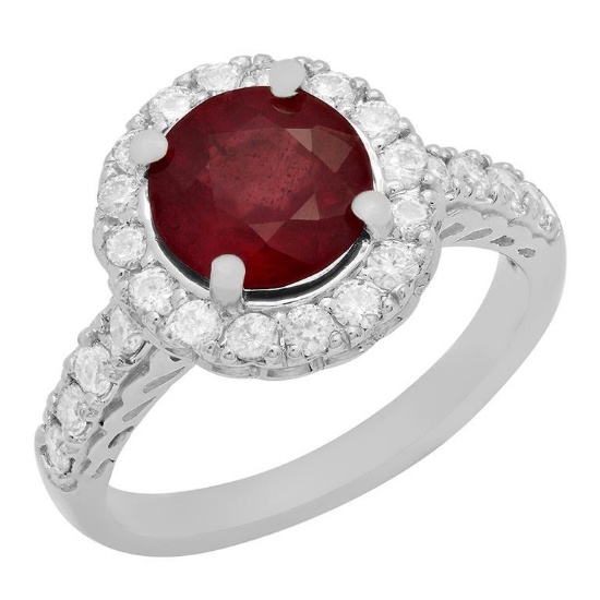 14k White Gold 2.15ct Ruby 0.78ct Diamond Ring