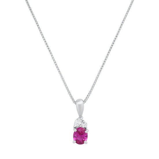 Platinum Setting with 0.74ct Ruby and 0.07ct Diamond Pendant