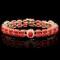 14K Gold 16.81ct Coral 1.14ct Diamond Bracelet