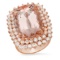 14K Rose Gold with 17.46ct Morganite and 2.66ct Diamond Ladies Ring