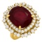 14k Yellow Gold 17.15ct Ruby 2.13ct Diamond Ring