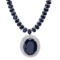 14K White Gold with 170.20ct Sapphire and 4.38ct Diamond Necklace