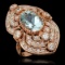 14K Rose Gold 6.51ct Aquamarine and 2.82ct Diamond Ring