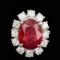 14K White Gold 11.12ct Ruby and 2.13ct Diamond Ring