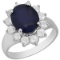 14k White Gold 5.06ct Sapphire 1.08ct Diamond Ring