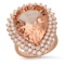 14K Rose Gold with 17.40ct Morganite and 2.36ct Diamond Ladies Ring