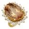 14k Yellow Gold 22.96ct Morganite 2.09ct Diamond Ring