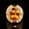 14K Rose Gold 17.89ct Citrine 1.42ct Sapphire and 1.21ct Diamond Ring