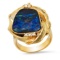 18K Yellow Gold Setting with 7.05ct Black Opal and Diamond Ladies Ring
