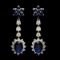 14k White Gold 3.28ct Sapphire 1.50ct Diamond Earrings