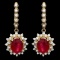 14k Gold 8.16ct Ruby 1.54ct Diamond Earrings