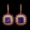 14K Rose Gold 18.76ct Amethyst 2.92ct Sapphire and 2.10ct Diamond Earrings