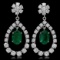 14K Gold 6.02ct Emerald 6.97ct Diamond Earrings