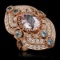 14K Rose Gold 4.20ct Kunzite 0.86ct Aquamarine and 1.31ct Diamond Ring