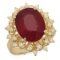 14K Yellow Gold 8.39ct Ruby and 0.53ct Diamond Ring