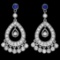 14K White Gold 0.66ct Sapphire and 2.88ct Diamond Earrings