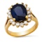 14K Yellow Gold Setting with 2.54ct Sapphire and 0.26ct Diamond Ladies Ring