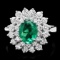 14K White Gold 1.47ct Emerald and 1.32ct Diamond Ring