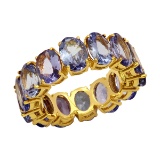 14k Yellow Gold 9.86ct Tanzanite Eternity Band Ring