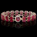 14K Yellow Gold 57.88ct Ruby and 0.53ct Diamond Bracelet