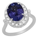 14k White Gold 4.74ct Tanzanite 0.42ct Diamond Ring