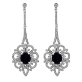 14k White Gold 13.41ct Sapphire 4.10ct Diamond Earrings