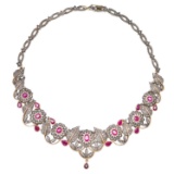 14K Yellow and White Gold Setting with 9.11ct Ruby and 3.38ct Diamond Estate Necklace