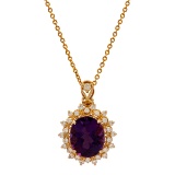 14K Gold 7.35ct Amathyst 0.76ct Diamond Pendant