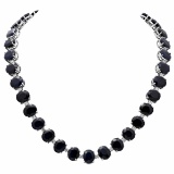 14k White Gold 145.51ct Sapphire 4.31ct Diamond Necklace